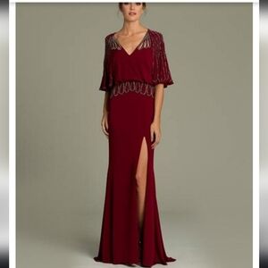 IZILADY Women's Floor Length Burgundy Formal Evenings Dress Gown  size 2